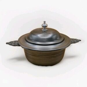 Vintage  Lazar 2 piece Bun Warmer Aluminum Serving Double handle‎